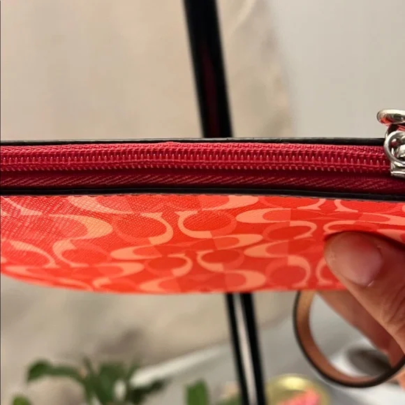Coach Red & Light Pink Signature Wristlet - Picture 5 of 11